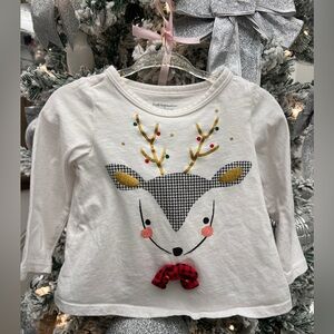 First Impressions Festive Reindeer White Top (Toddler)